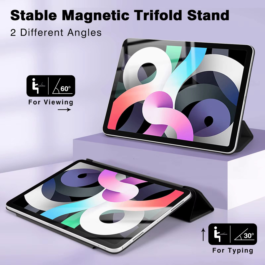 Apple iPad Pro 13 Hülle und iPad Air 11 Hülle mit magnetischer Befestigung und dreifach faltbarem Stand, erhältlich in Schwarz und Lila - Bild 5