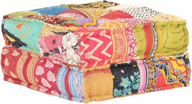 vidaXL Pouf Patchwork aus Baumwolle, Multicolour, B/T/H: 60 x 70 x 36 cm - Bild 1