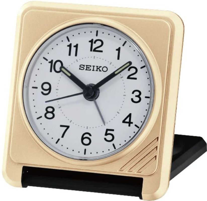 SEIKO Analog-Quarzwecker QHT015G in Gold mit Schlummerfunktion und quadratischem Metallgehäuse - Bild 1