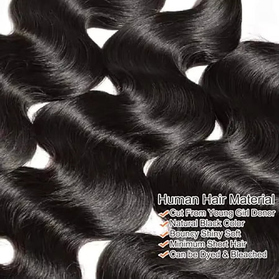 Cheetahbeauty Brasilianische Body Wave Echthaar-Bündel, Remy Raw Double Weft, Naturschwarz - Bild 8