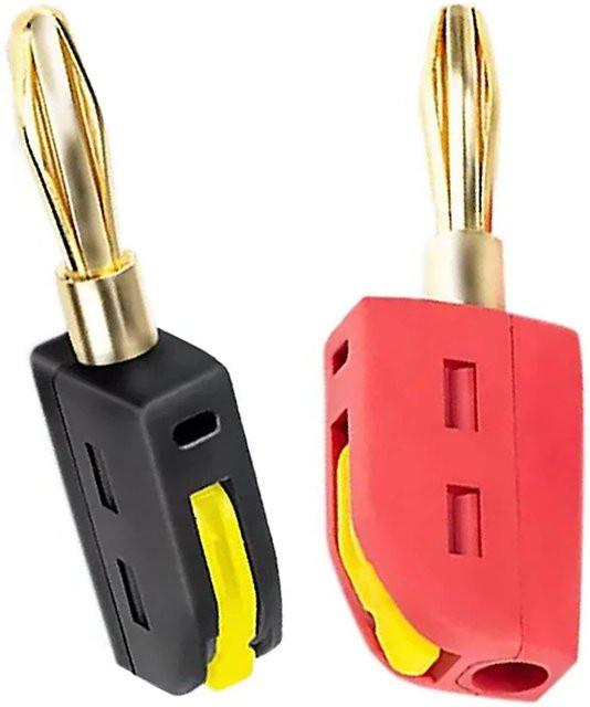 FRHY Bananenstecker Set 2 Stück, vergoldet, 4 mm, 32 A Hochstrom-Schnellanschluss für Lautsprecher und Verstärker, Farben: Rot und Schwarz - Bild 1