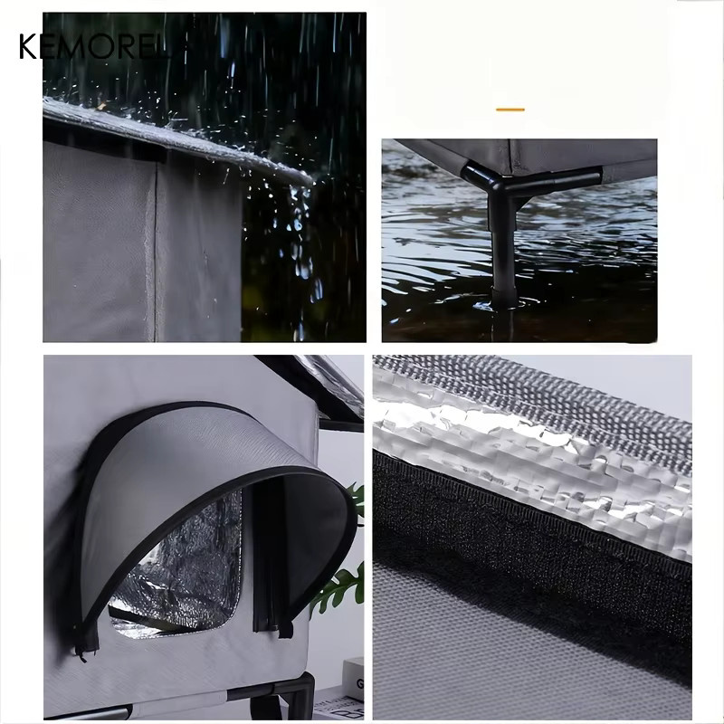 KEMORELA Winter-Katzenhaus für den Außenbereich mit Fluchttür, wetterfestes Katzenhaus in Grau für Garten und Außenbereich - Bild 5