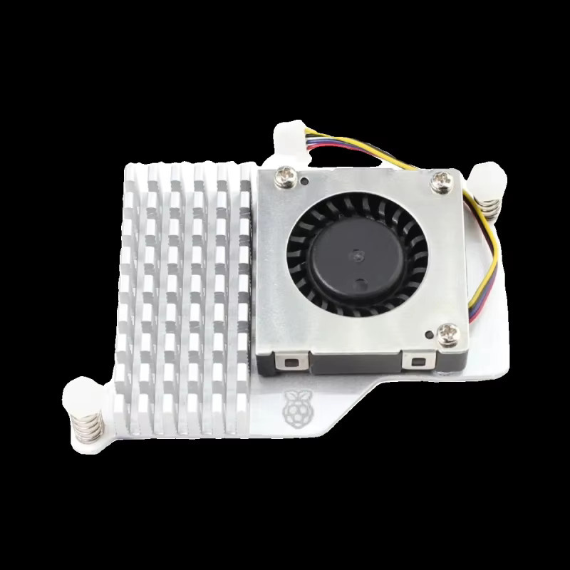 Raspberry Pi 5 Aktiver Kühler aus Aluminium mit Lüfter und Wärmeleitpads in Schwarz und Silber - Bild 3