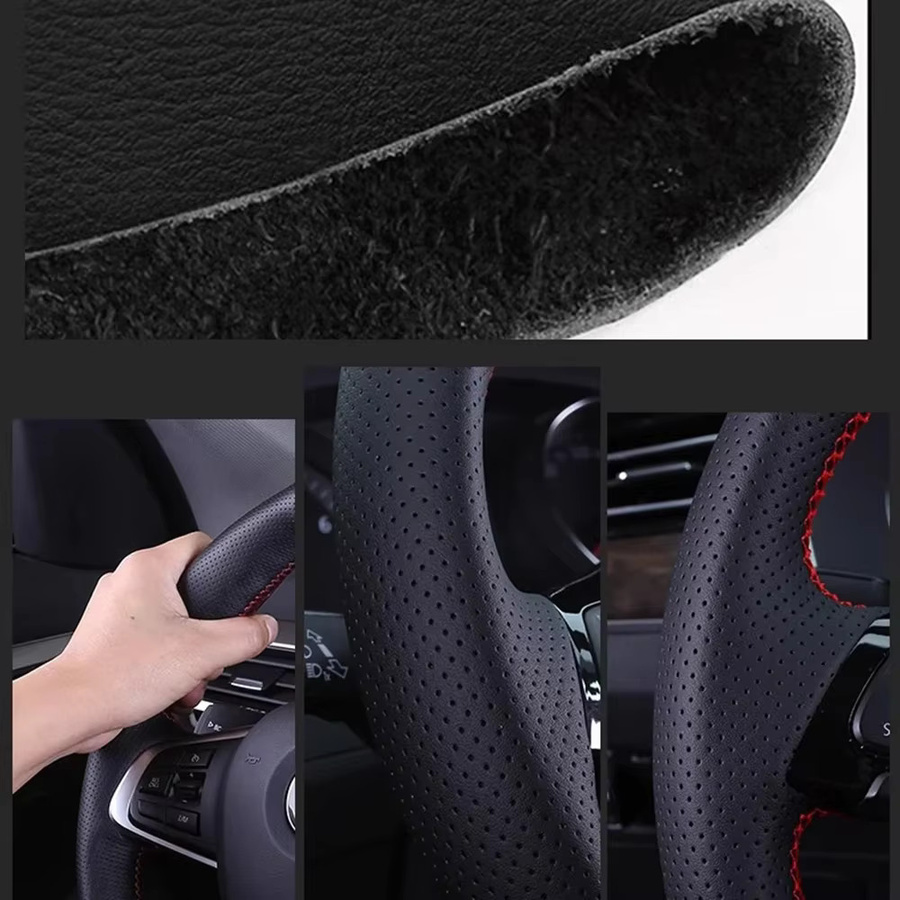 GKMHiR Lenkradabdeckung aus Mikrofaser und Leder für BMW M Sport Modelle in Schwarz - Bild 3