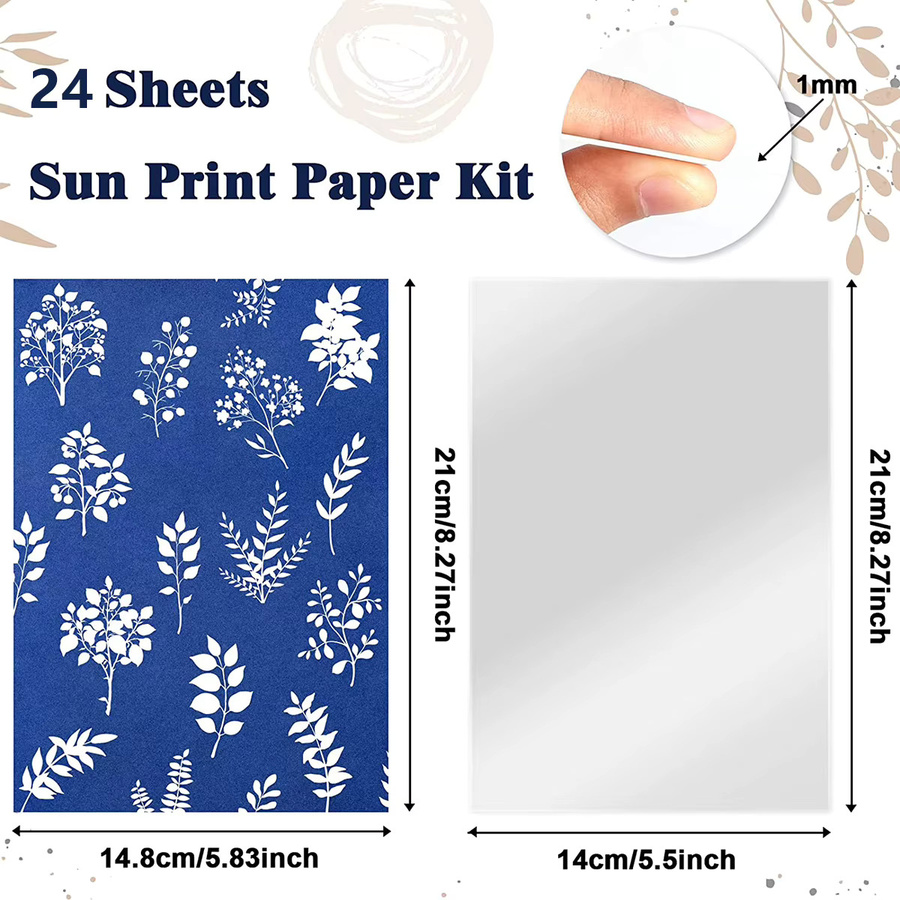 DIY Sonnen-Druck-Papier Set für Natur-Kunsthandwerk, Blau, A5 - Bild 2