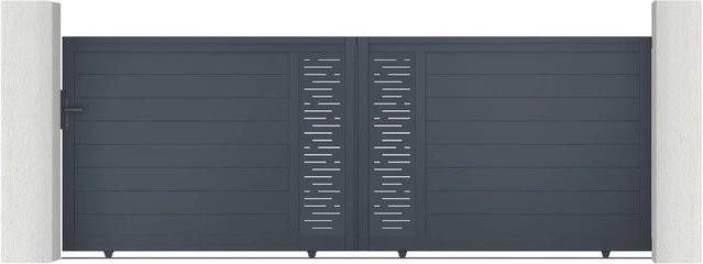 Casanoov Elektrisches Schiebetor Arlberg aus Aluminium in Grau inklusive Schiebetorantrieb Ranger C300, B: 400 cm, H: 140 cm - Bild 1