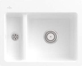 Villeroy & Boch Subway 60 XM Flat bündige Keramik-Spüle mit Ablaufgarnitur und Handbetätigung in Weiß, Breite: 60 cm - Bild 1