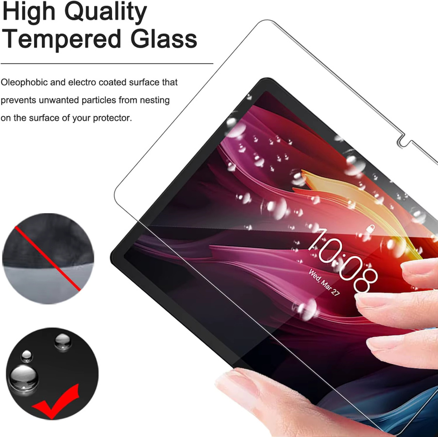 Displayschutzfolie aus gehärtetem Glas für Lenovo Tab P11 (2. Generation) und Lenovo Tab K11 Plus (11,45 Zoll), transparent, Anti-Fingerabdruck-Schutz - Bild 5