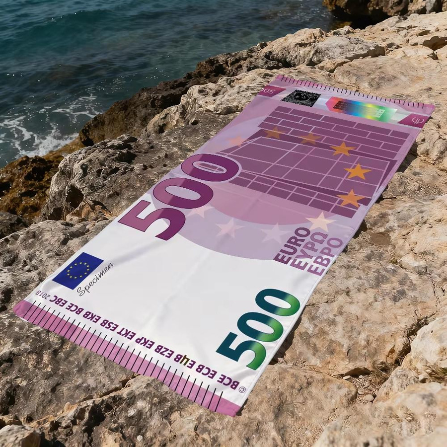 Strandtuch mit 500 Euro Gelddruck Design in Multicolour, schnelltrocknend und weich, B/H: 50 x 100 cm - Bild 3