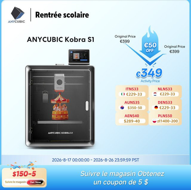 Anycubic Kobra S1 Speedy FDM 3D-Drucker mit CoreXY-Struktur, Hochgeschwindigkeitsdruck bis 600 mm/s, automatische Nivellierung und Direktextruder - Bild 1