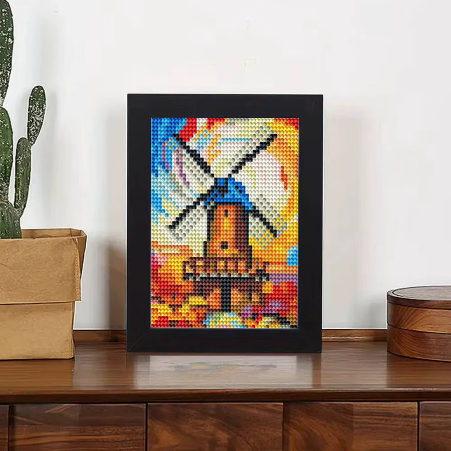 Momoart 12-teiliges DIY Diamantgemälde Set mit Landschaftsmotiven wie Windmühle und Leuchtturm in Multicolour, runde Diamantmosaik-Sets für dein Hobby - Bild 2