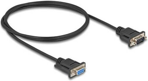 Delock Seriell Anschlusskabel 1x D-SUB-Stecker 9pol. auf 1x D-SUB-Buchse 9pol., Schwarz, 1 m - Bild 1