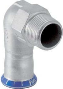 Geberit Mapress Übergangswinkel aus Edelstahl in Silber und Schwarz mit 18 mm Durchmesser und 1/2 Zoll Anschluss - Bild 1