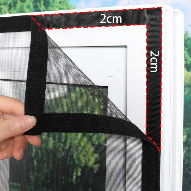 TranquilTouch Anti-Moskitonetz als Ersatz für Fenstergitter mit Reißverschluss, atmungsaktiver Netzvorhang mit selbstklebendem Klettverschluss, Schwarz - Bild 1