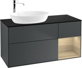 V&B Waschtischunterschrank Finion mit Wandbeleuchtung, Breite: 120 cm, Tiefe: 50,1 cm, Höhe: 50,1 cm, lackiert, matt blau - Bild 1