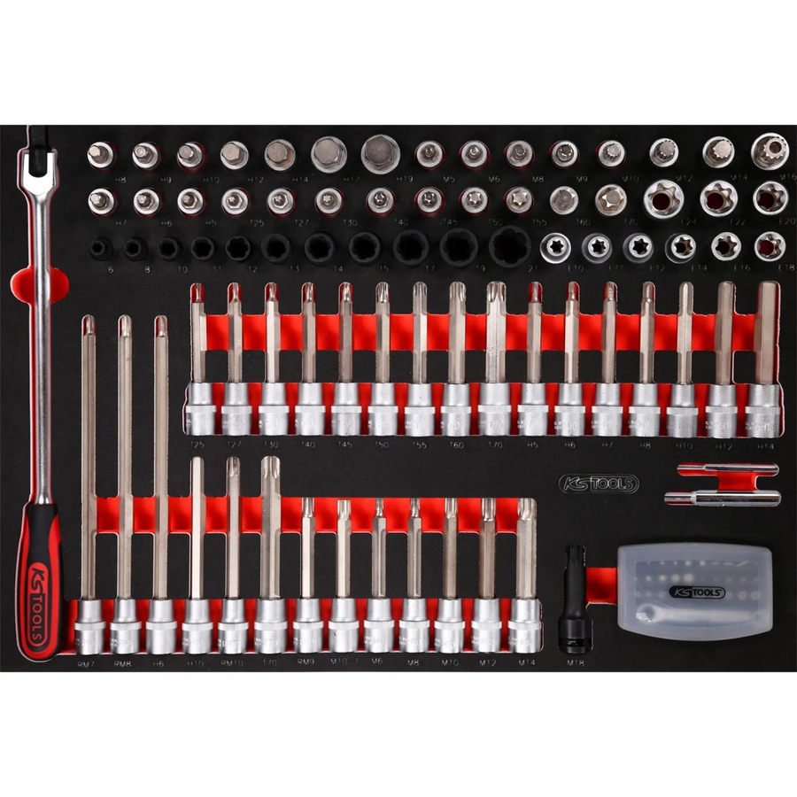 KS TOOLS Bit-Stecknuss-Satz 1/2 Zoll in Schaumstoffeinlage, 111-teilig, multicolor - Bild 2