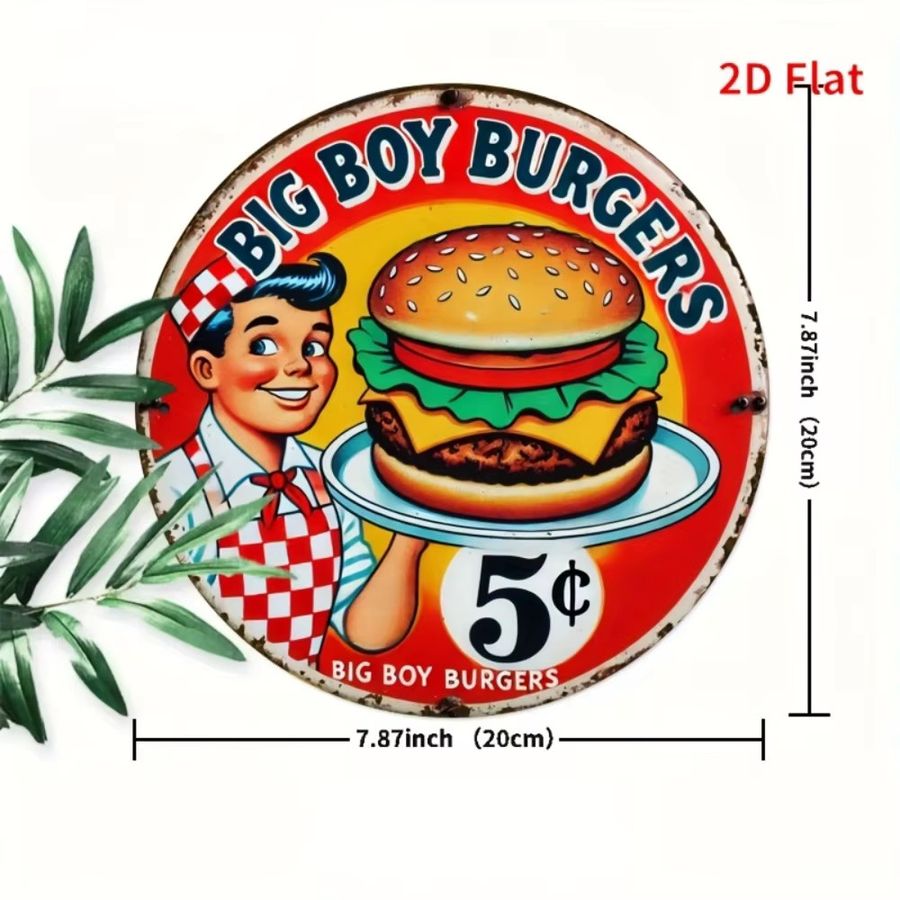 Vintage Big Boy Burger Metallschild Multicolor Wanddekoration B/H: 20 x 20 cm - Bild 2