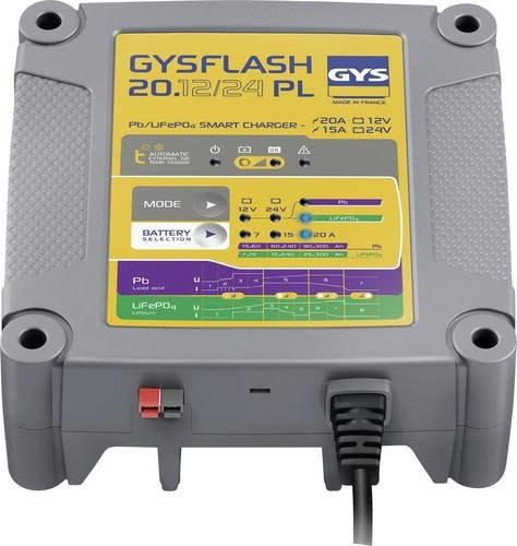 Batterieladegerät GYSFLASH 20.12/24 PL von GYS in Grau, 12/24 V, 12V: 7/15/20 A und 24V: 7/15 A - Bild 1