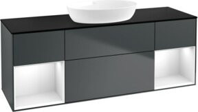 V&B Waschtischunterschrank Finion mit Wandbeleuchtung, Schwarz lackiert, Breite: 160 cm, Tiefe: 50,1 cm, Höhe: 50,1 cm - Bild 1