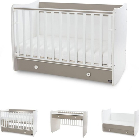 Lorelli Babybett Dream umbaubar als Kinderbett und Schaukelbett, B/T: 70 x 140 cm, dunkelbraun weiß