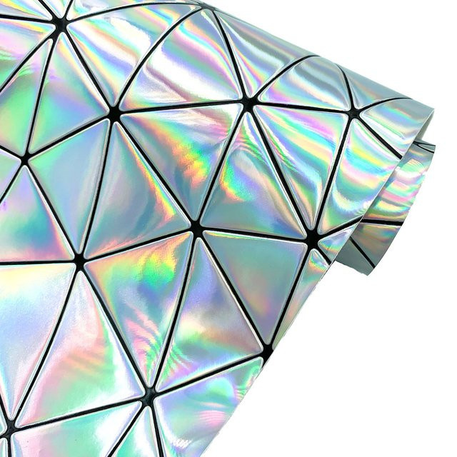 Findohope Holographischer Kunstleder Stoff A5, schillernd geprägtes Textilmaterial in Blau und Multicolour für DIY-Handwerk und Weihnachtsdekoration - Bild 1