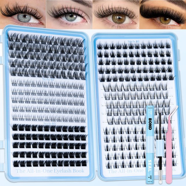 ISEEN DIY Wimpernbüschel Manga Wimpernverlängerungen, Mix Styles, mit Kleber und Fixierer - Bild 1