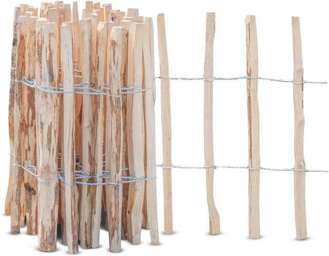 Stiltreu Palisadenzaun Haselnuss aus unbehandeltem Holz, Farbe: Braun, B: 500 cm, H: 50 cm - Bild 1