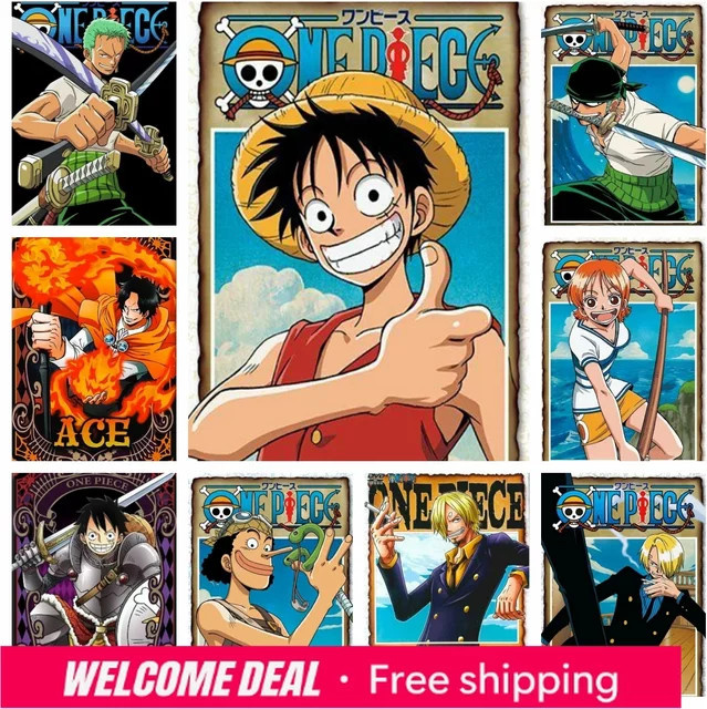 One Piece Diamant-Stickerei DIY Mosaik-Kunstset Monkey D. Luffy und Roronoa Zoro, Mehrfarbig, B/H: 25,0 x 20,0 cm - Bild 1