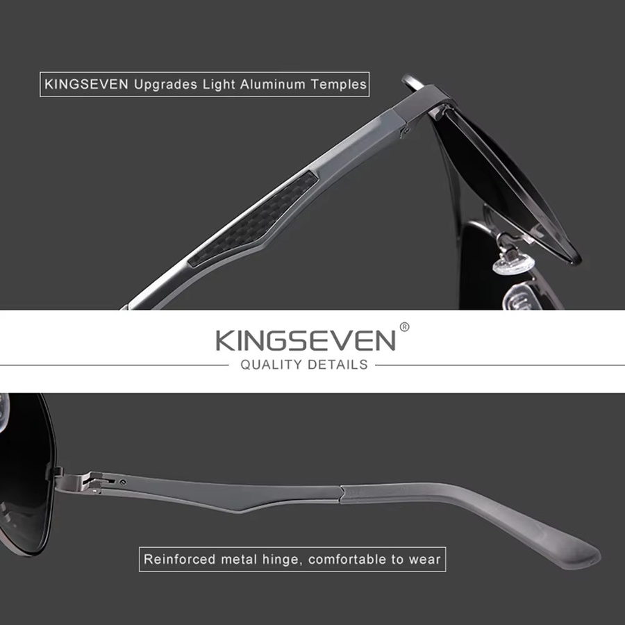 KINGSEVEN Pilot Sonnenbrille, Vollrand, Metall, Unisex, polarisiert - Bild 3