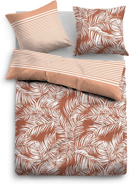 Tom Tailor Bettwäsche aus Mako-Satin mit Grafikmuster in Terra und Orange, Set bestehend aus Bettbezug und Kissenbezug, B/H: 155 x 220 cm und 80 x 80 cm - Bild 1