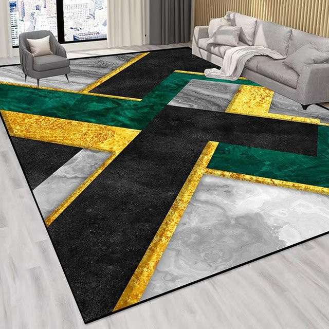 Moderner geometrischer Wohnzimmerteppich von JGJG in Rot, waschbarer Flanell-Teppich für Wohnzimmer und Schlafzimmer, B/T: 90 x 60 cm - Bild 1
