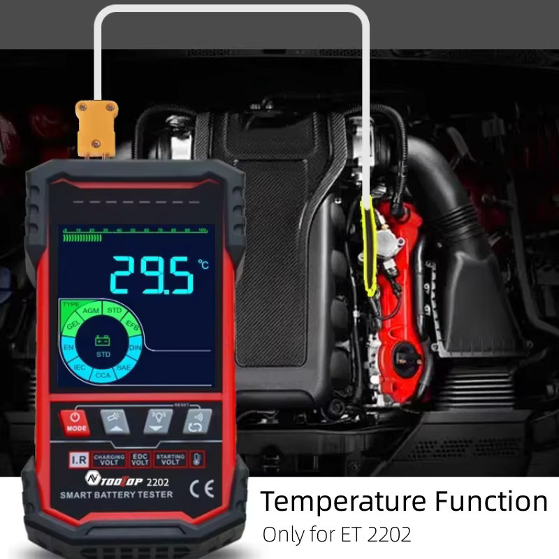 TOOLTOP ET2202 ET2201 Autobatterietester für 12V und 24V mit Batterielast, Spannungsprüfung und interner Widerstandserkennung in Schwarz - Bild 5