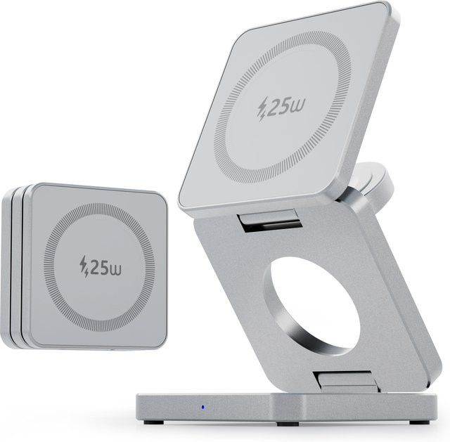ILEPO 3-in-1 Qi2.2 Magnetische kabellose Ladestation, faltbares Reiseladegerät für iPhone 12–17 Serie, AirPods und iWatch, Schwarz - Bild 1