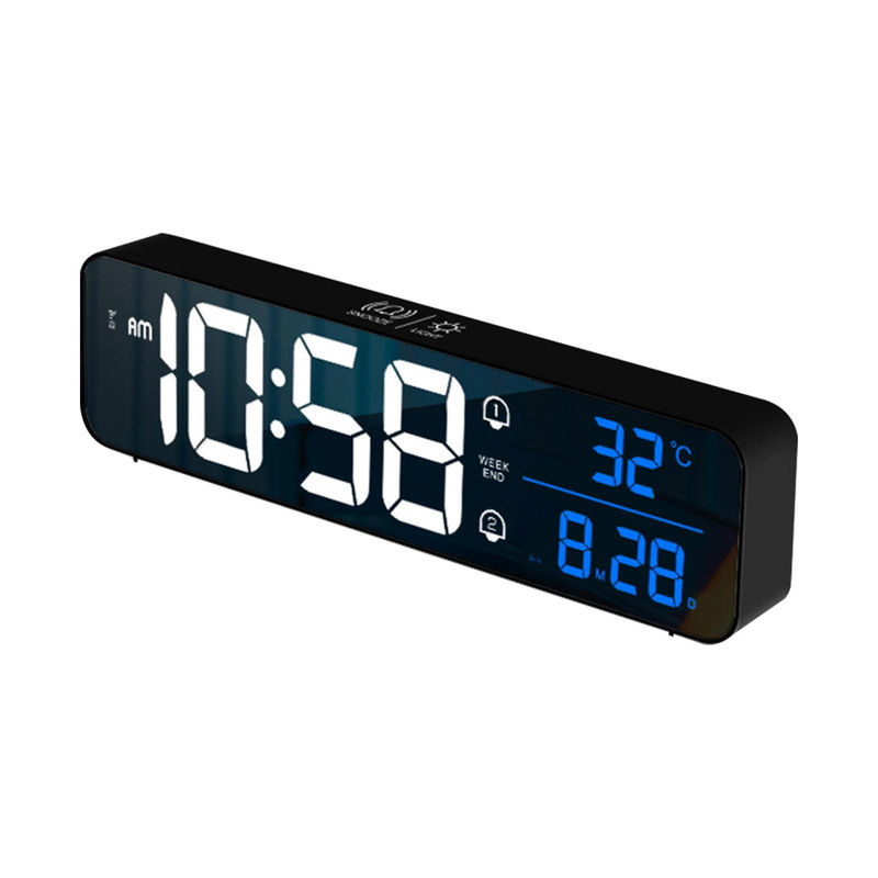Tooarts Digitaler LED Wecker mit Thermometer, Datumsanzeige und Schlummerfunktion, Wandmontage, Kunststoff, Schwarz/Silber/Weiß - Bild 6