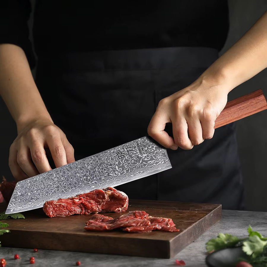 TURWHO Kiritsuke Kochmesser aus Damaszener Stahl mit Holzgriff, 20,8 cm professionelles Küchenmesser für Fleisch und Gemüse - Bild 2
