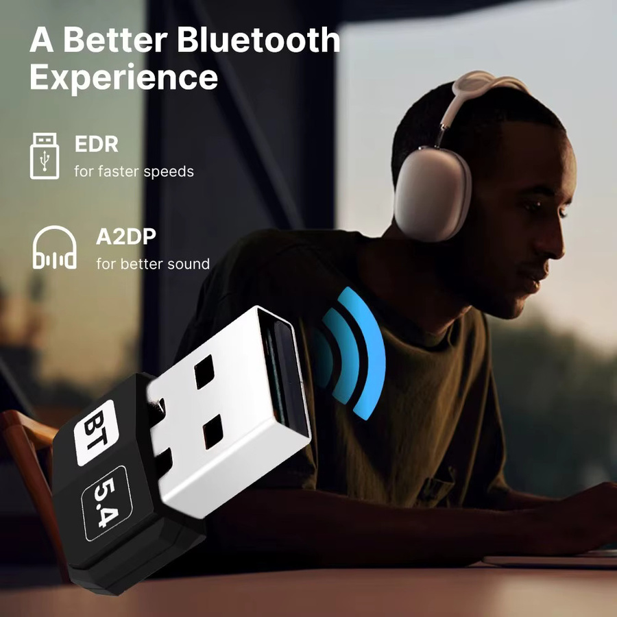 DERAPID USB Bluetooth 5.4 Audio Dongle Mini Wireless Receiver und Sender in Schwarz für PC und Laptop mit treiberloser Installation für Windows 10 und 11 - Bild 4