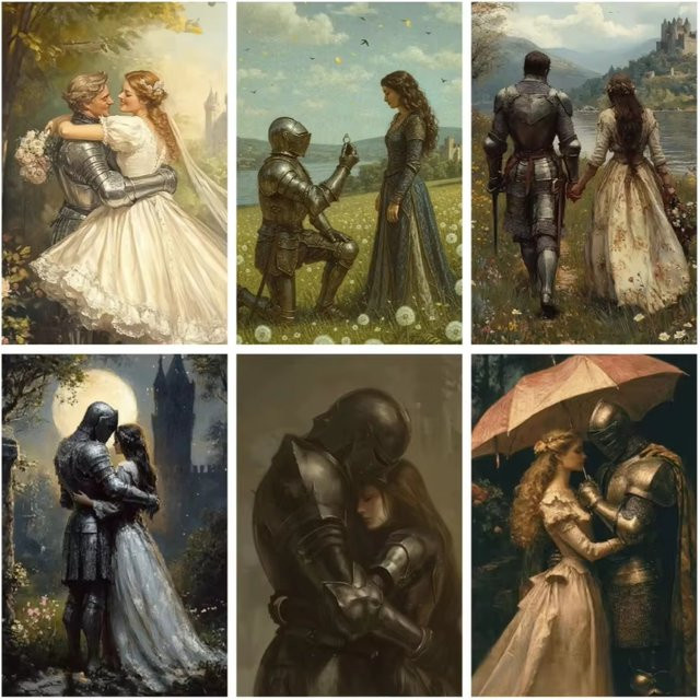 KAYOU Ölgemälde nach Zahlen, Prinzessin und Ritter, Leinwandkunst - Bild 1