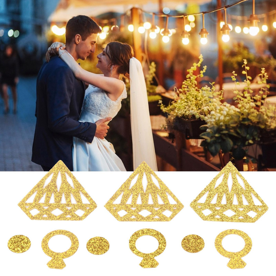 KONNWEI Diamantring Form Pailletten Konfetti aus Kunststoff für Hochzeitsfeier und Party Dekoration - Bild 2
