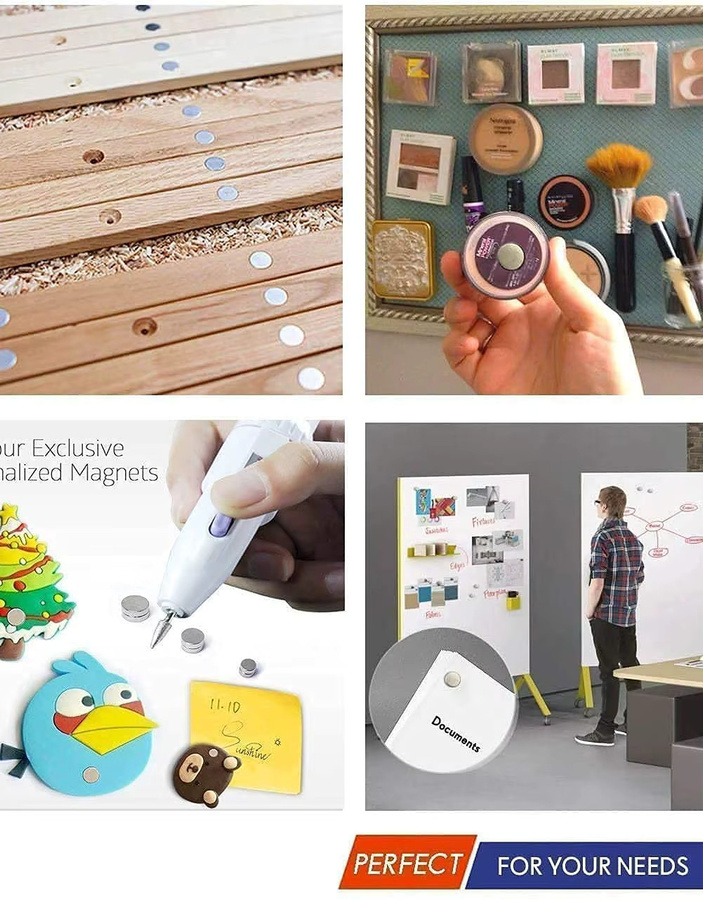 Starker Neodym-Magnet von iman in Silber als runde Scheibe mit Klebeband für DIY, Büro, Whiteboard und Werkstatt - Bild 2