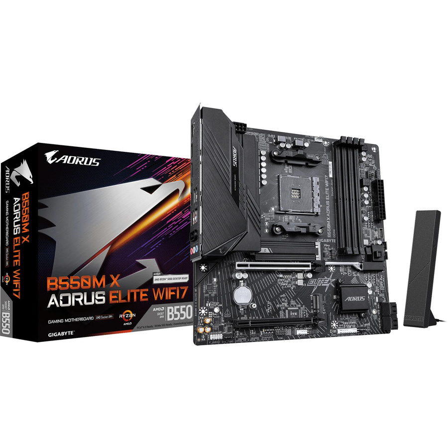 Gigabyte B550M X AORUS ELITE Mainboard AM4 Micro ATX DDR4 mit Wi-Fi und Ethernet/LAN in Schwarz - Bild 1