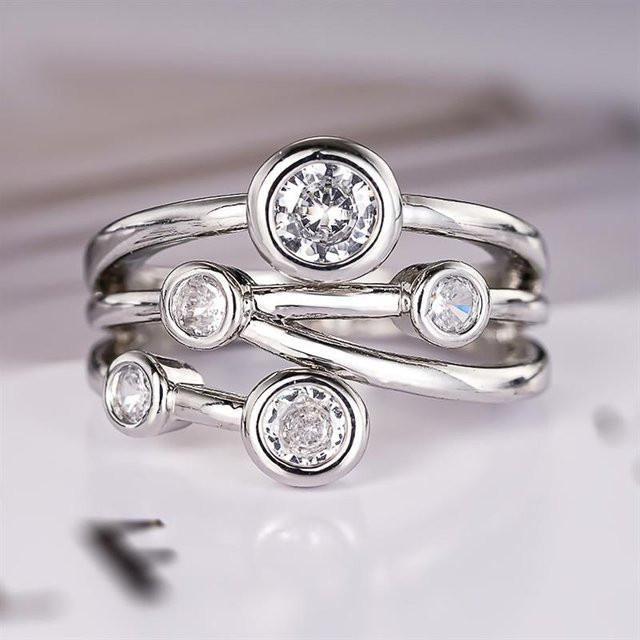 Huitan Kreuz-Design, Silber, Zirkonia, Damen - Bild 1