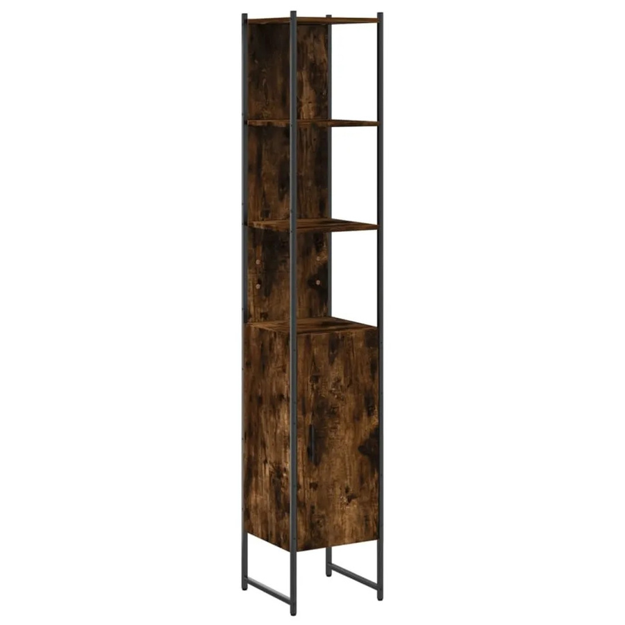 vidaXL Badschrank aus Holzwerkstoff in Räuchereiche, Farbe Braun, B/T/H: 33 x 33 x 185,5 cm - Bild 2