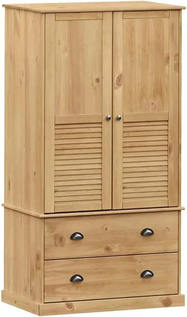 vidaXL Kleiderschrank VIGO aus Massivholz Kiefer in Braun mit Jalousie-Design und integrierten Schubladen, B/T/H: 90 x 55 x 176 cm - Bild 1