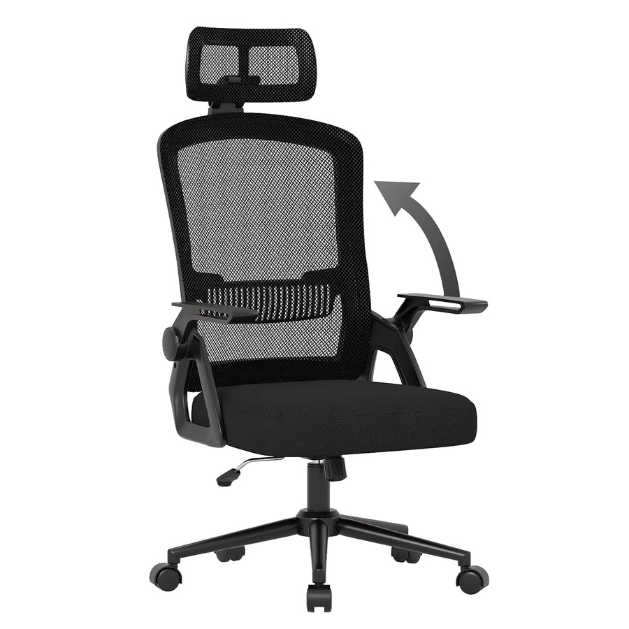 GartistGO Ergonomischer Schreibtischstuhl in Schwarz mit Kopfstütze, atmungsaktiver Netzbespannung und Armlehnen, moderner Drehstuhl für Home Office - Bild 3