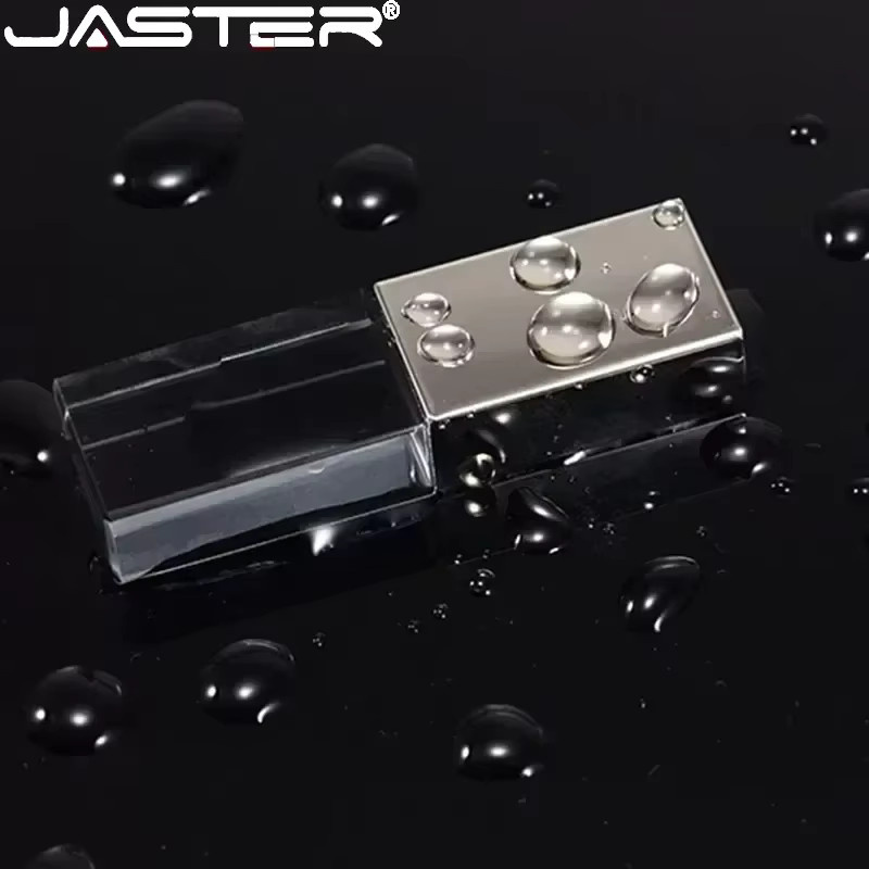 JASTERS Kristall USB-Flash-Stick mit Kunststoffbox in transparent und gold, USB-A Anschluss - Bild 1