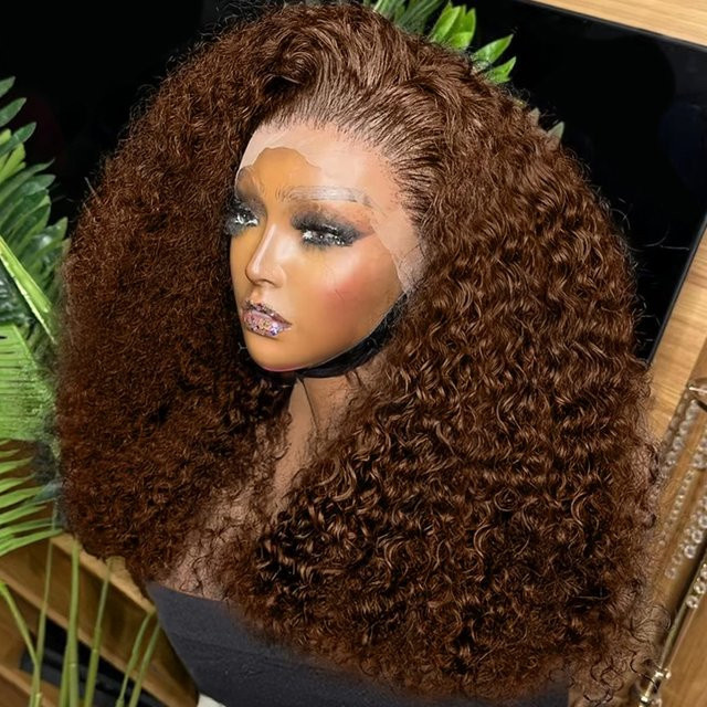HJ WEAVE BEAUTY Deep Wave Lace Frontal Bob Perücke, Schokoladenbraun, Damen - Bild 1