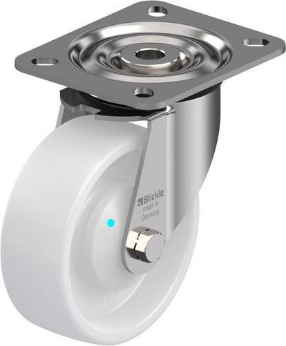Blickle Lenkrolle LX-PO 100KAD in Weiß mit Edelstahl und Kunststoff, Rad-Durchmesser: 100 mm, Tragfähigkeit: 250 kg - Bild 1