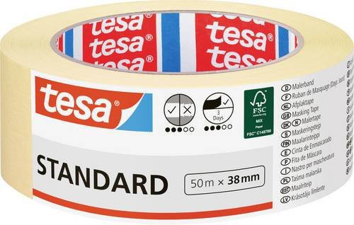 tesa Malerabdeckband Masking in Weiß und Gelb, Breite: 38 mm, Länge: 50 m - Bild 1