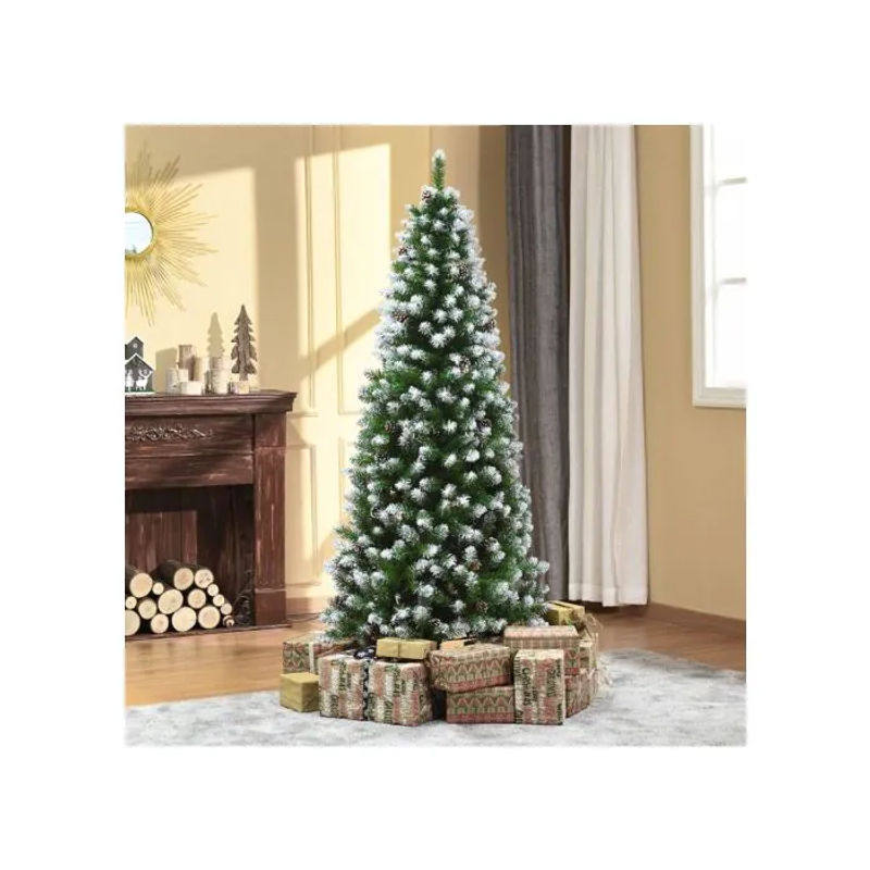 HOMCOM Künstlicher Weihnachtsbaum in Grün und Weiß mit 630 Zweigen und 37 Tannenzapfen, Höhe: 180 cm - Bild 3