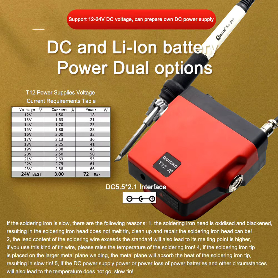 QUECOO T12-A plus Akku-Lötstation Lötkolben für 18–21 V Li-Ionen-Akkus für DIY-Reparaturen ohne Batterie - Bild 3